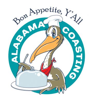 Alabama Coasting logo featuring AC the Pelican