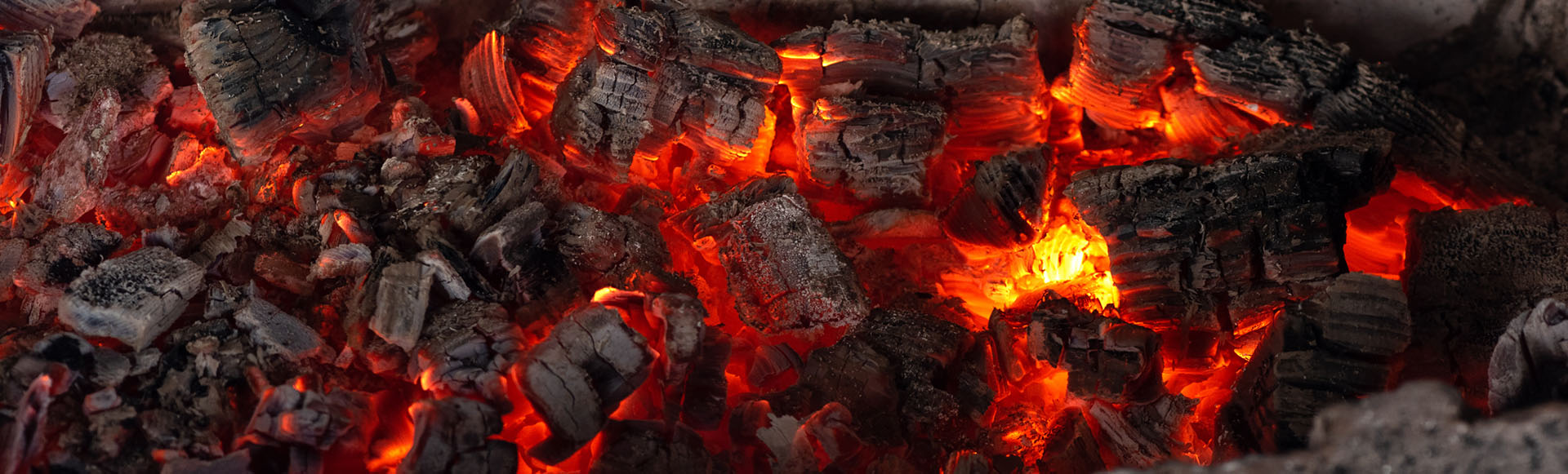 closeup of hot bbq coals
